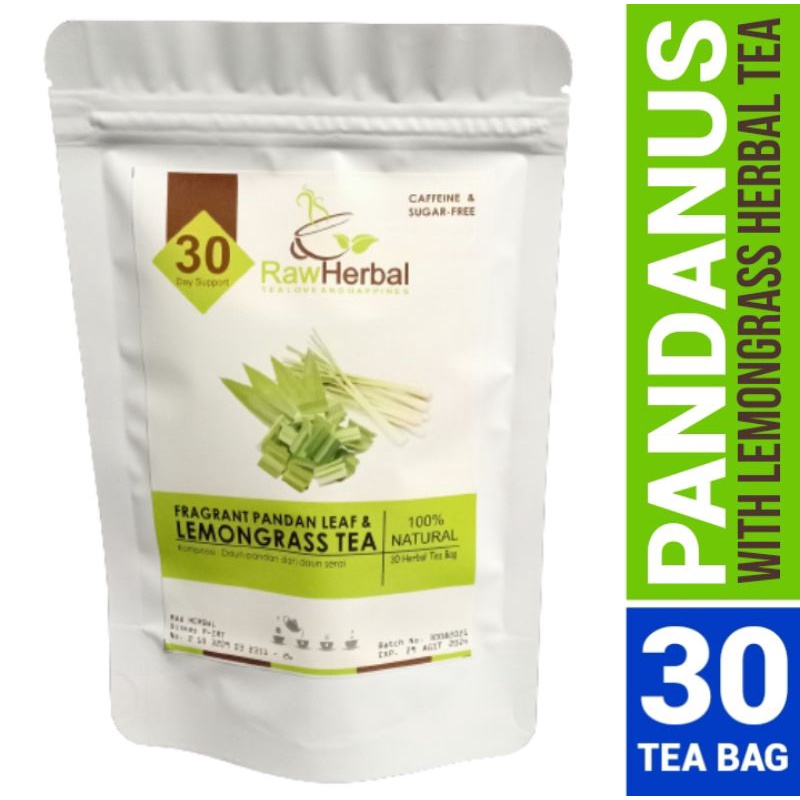 FRAGRANT PANDAN LEAF &amp; LEMONGRASS TEA : TEH PANDAN WANGI &amp; SERAI ISI 30 TEA BAG