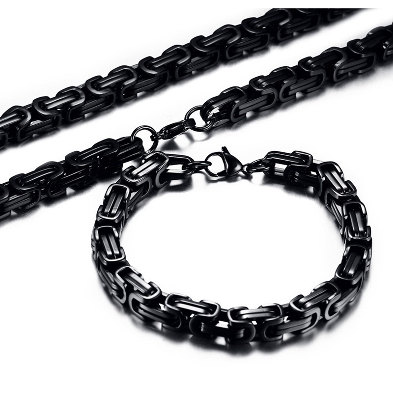 2022 Kalung Dan Gelang Rantai Bahan Stainless Steel Gaya Punk Untuk Pria