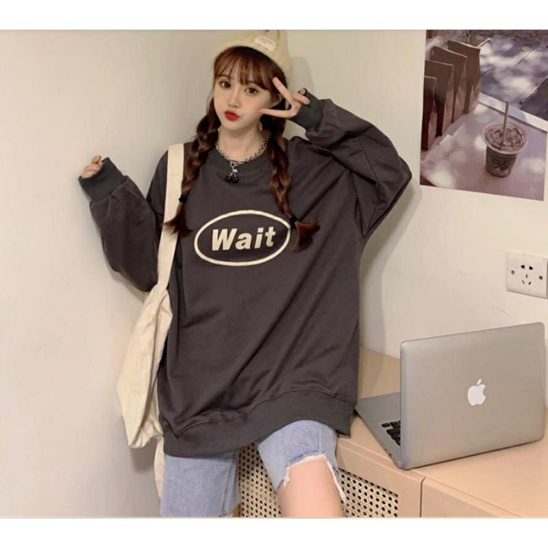 S - XXXXXL(6XL) Sweater Mint Matcha Korean Style BIGSIZE OVERSIZE Crewneck WAIT Bigsize Cotton Fleece Harajuku S M L XL 2XL 3XL 4XL 5XL 6XL Jaketin aja