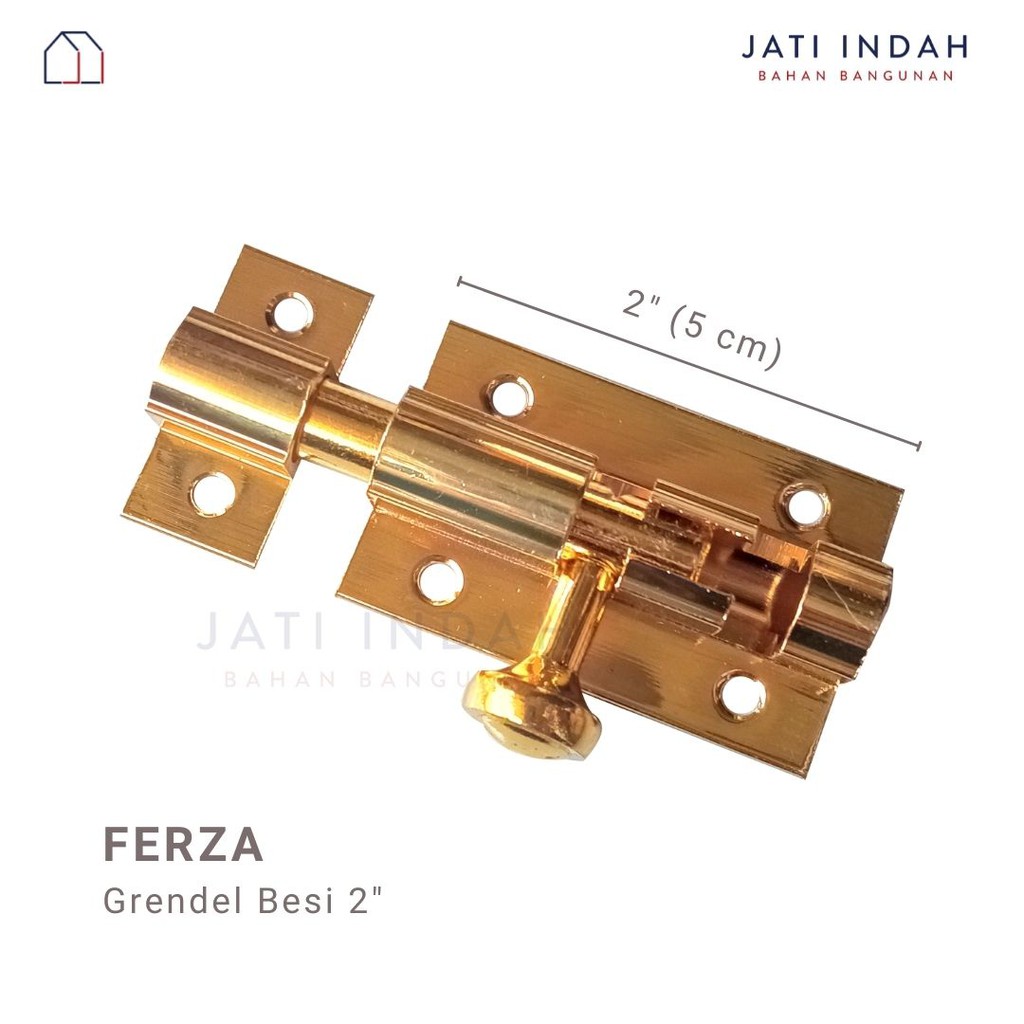 FERZA Grendel Jendela / Pintu 2" Besi Chrome Gold (Slot / Selot)