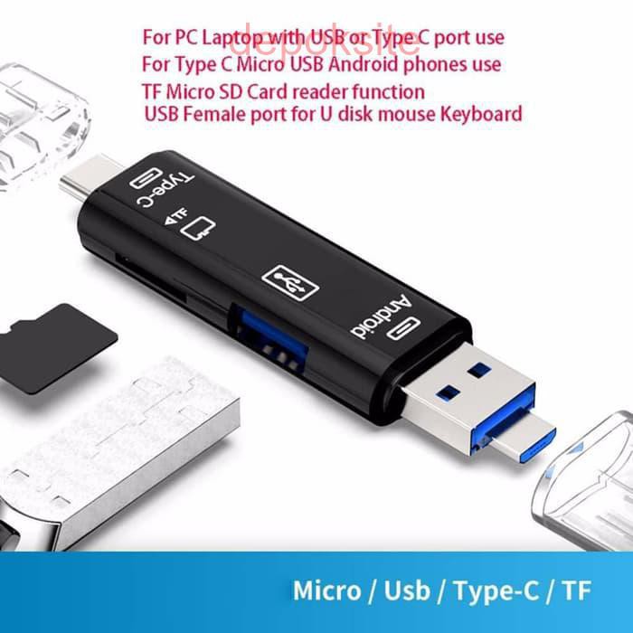 5in1 Card Reader USB 3.0 Micro USB Type C Micro SD Transfer File di HP Good QC