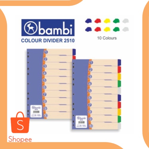 

Bambi Divider Plastik Folio 10 Warna 2510 Pembatas Binder Plastik F