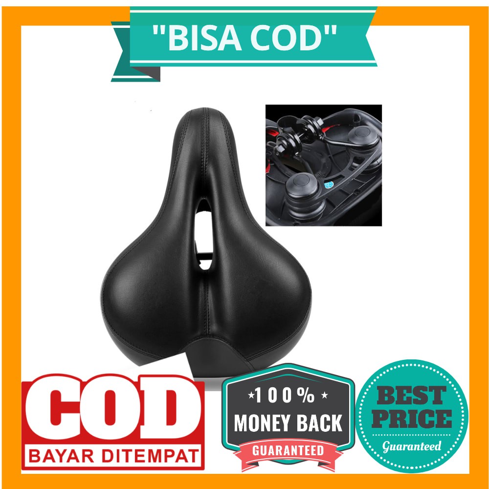 BISA COD WEST BIKING Sadel Sepeda Bike Saddle Leather Model Absorber Ball - Black