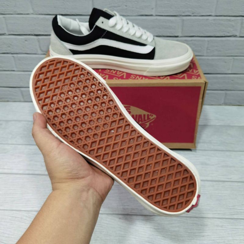 Sepatu Sneakers Laki Laki Pria Vans Old Skool ORIGINAL  abu hitam putihwaffle