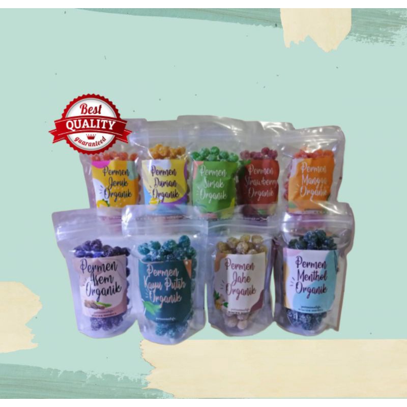 

Permen kayu putih Jahe Asem Menthol Jeruk Durian Sirsak Mangga Strawberry