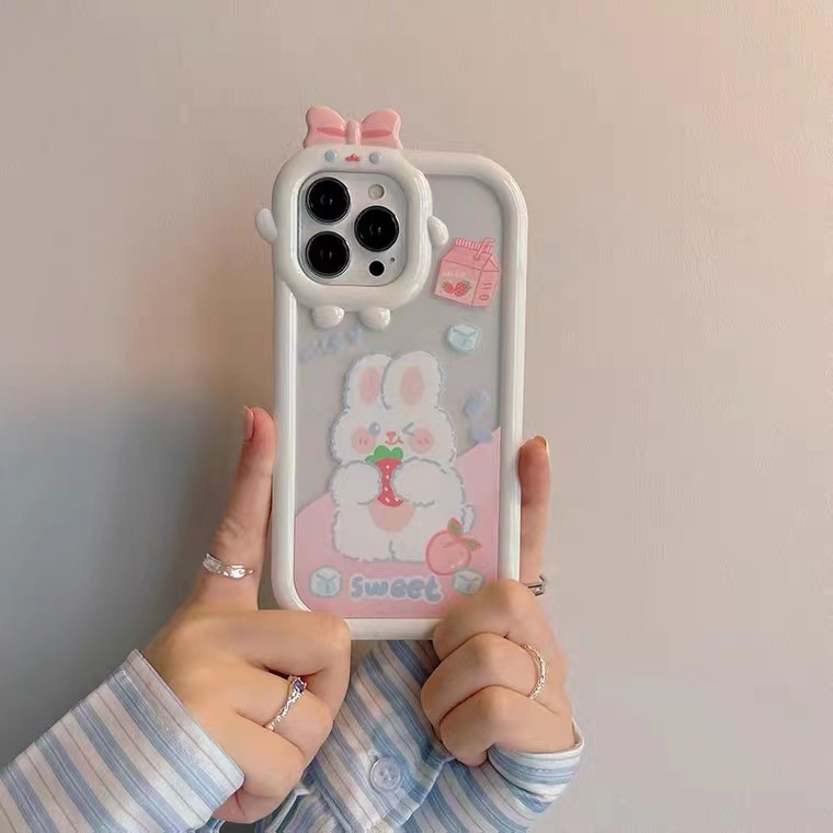 Ins Soft Case TPU Motif Kelinci Untuk iPhone 14 14pro 14max 14prm 13 13pro 13pro 13prm 11 6splus 7Plus 8Plus Xr XS 13 12pro Max