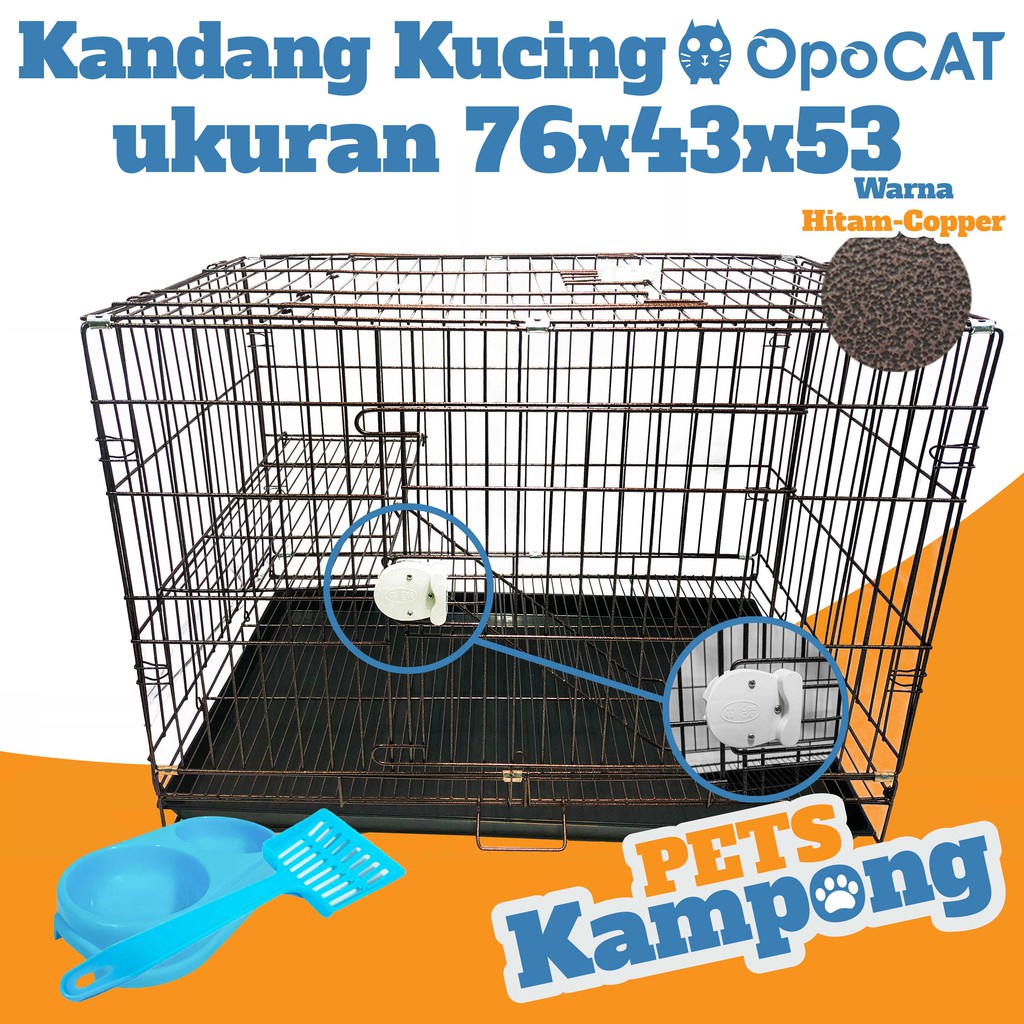 Opo Cat - Kandang kucing anjing lipat ukuran besar Large (L) tingkat pintu baru