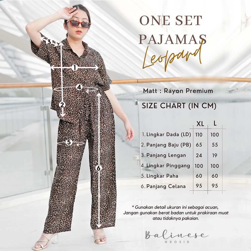 SETELAN LEOPARD CELANA PANJANG / ONE SET LEOPARD / PIYAMA LORENG  BALI / SETELAN MACAN