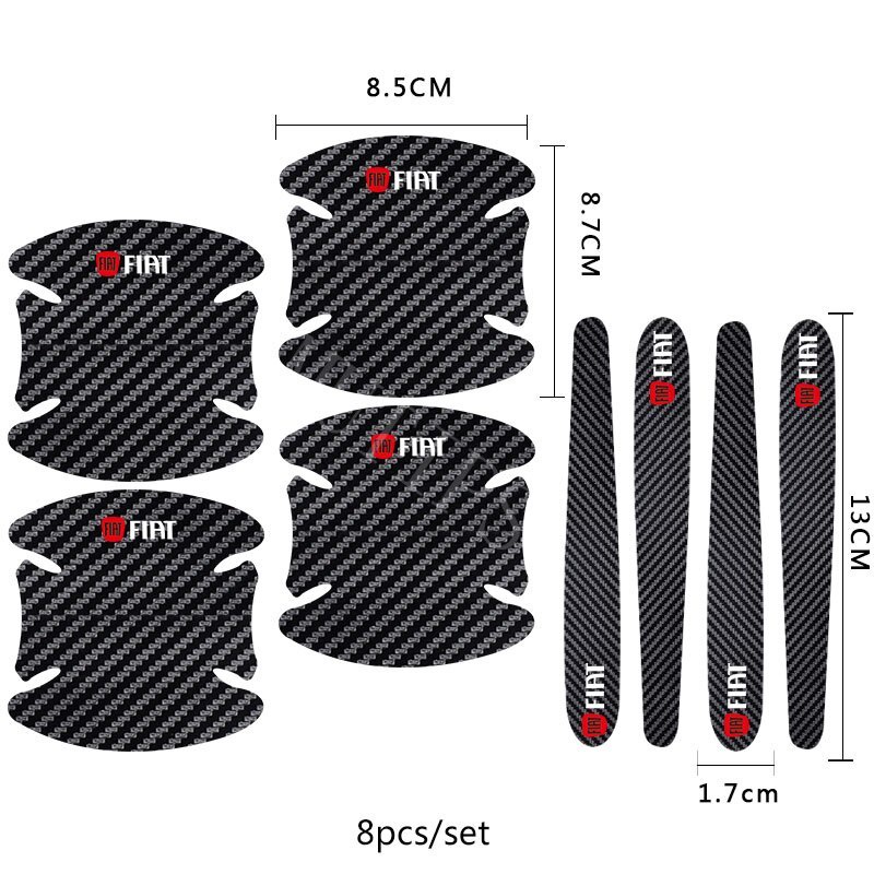 4 / 8pcs Stiker Pelindung Handle Pintu Mobil Bahan Carbon Fiber Untuk Fiat Uno Toro 500 Bravo Punto Palio Argo Stilo Strada Mobi