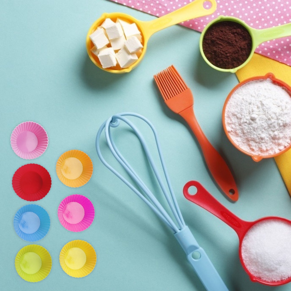 [house2020]Cupcake Mold Silicone Pastry Mold Non-Stick Cake Mould Tray Chocolate DIY Baking Tool Color Random