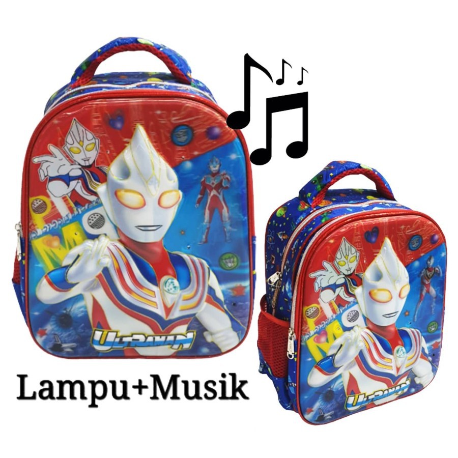 CUCI GUDANG Tas Ransel Sekolah TK Anak Laki Laki / Perempuan LAMPU + MUSIK 5D Timbul IMPORT