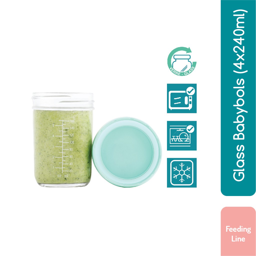 BABYMOOV - Glass Babybols (4x240ml) / Food Container / Tempat Penyimpanan Makanan