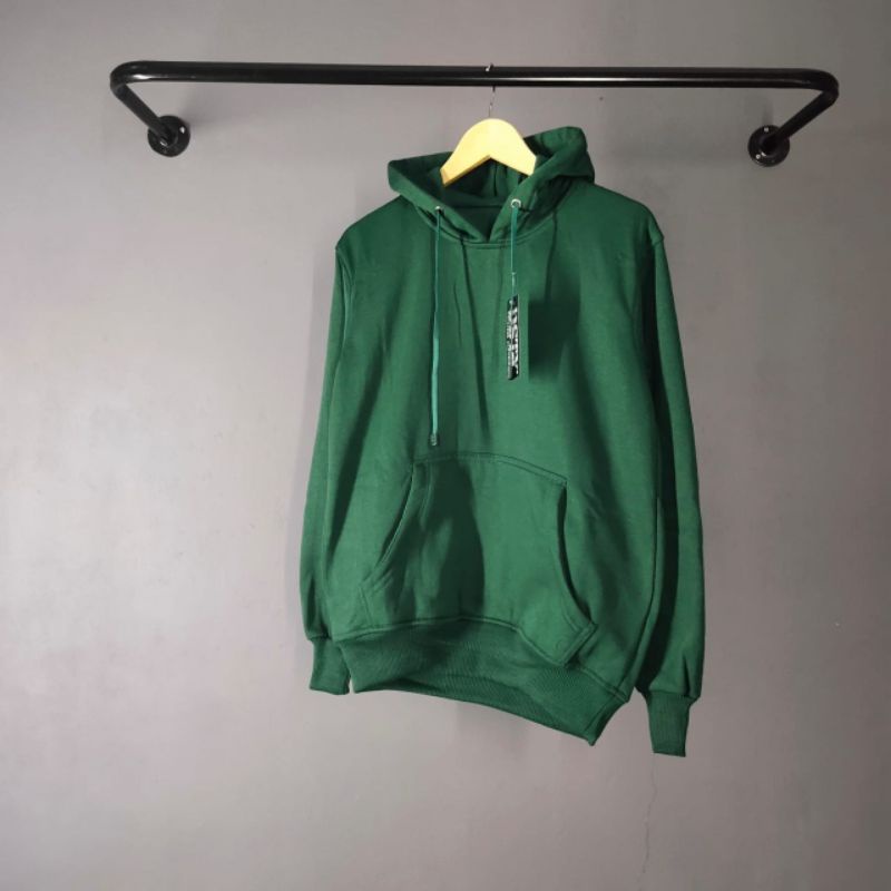 JAKET HOODIE POLOS HOODIE POLOS BAHAN TEBAL-Hijau