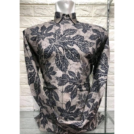 Baju Batik Pria Lengan Panjang lapisan furing hero,Warna Coklat,crem,Batik Premium,Batik Modern,Batik Jumbo,Batik Solo,Batik Kantoran