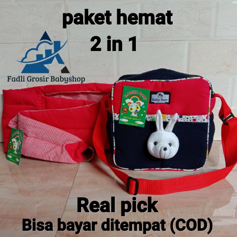 Tas Bayi Dan Gendongan Bayi Samping Polos (2 in 1) Terbaru