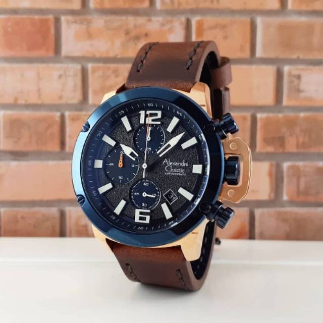 Jam Alexandre Christie Pria Original AC6487 Tali Kulit