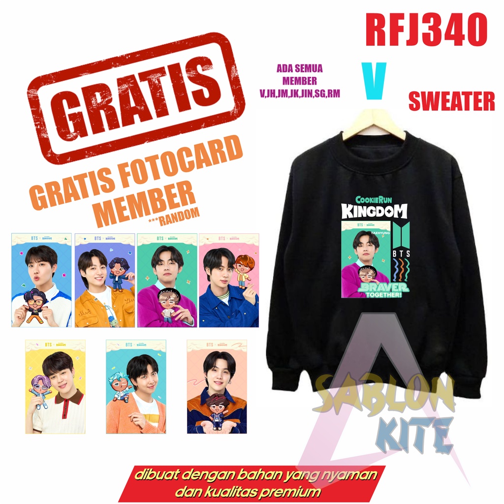 GRATIS FOTOCARD!!! SWEATER KINGDOM RFJ340 JK V JH JIN RM SG JM