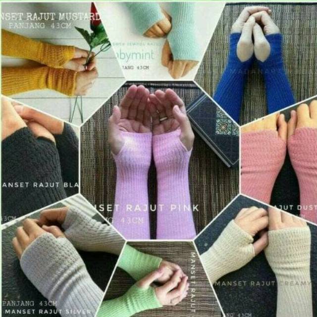 A ( A0005 ) HANDSOCK RAJUT JEMPOL, PANJANG 35 CM - 38 CM, KUALITAS TERBAIK FREE PLASTIK