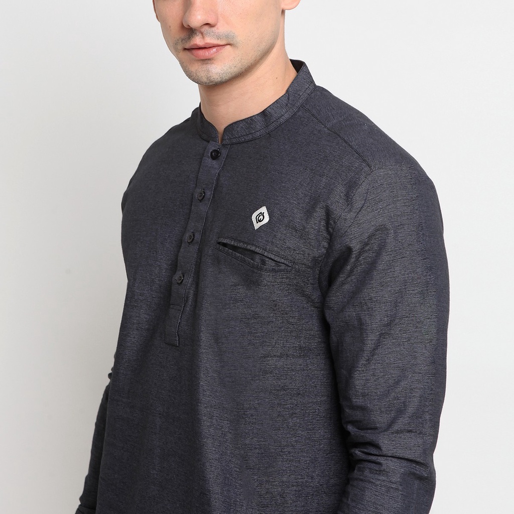 Kemeja Koko Muslim / Baju Koko Dewasa / Koko Lengan Panjang - CT 07 HITAM