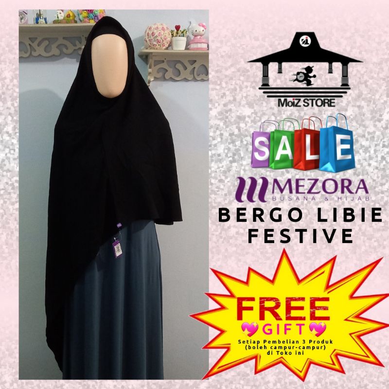 Mezora Bergo Instant Libie Festive Syari Jumbo Voal Payet Umama Murah Mezora