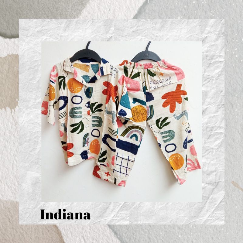 baju tidur piyama anak perempuan daily set rayon 8-10 tahun indiana