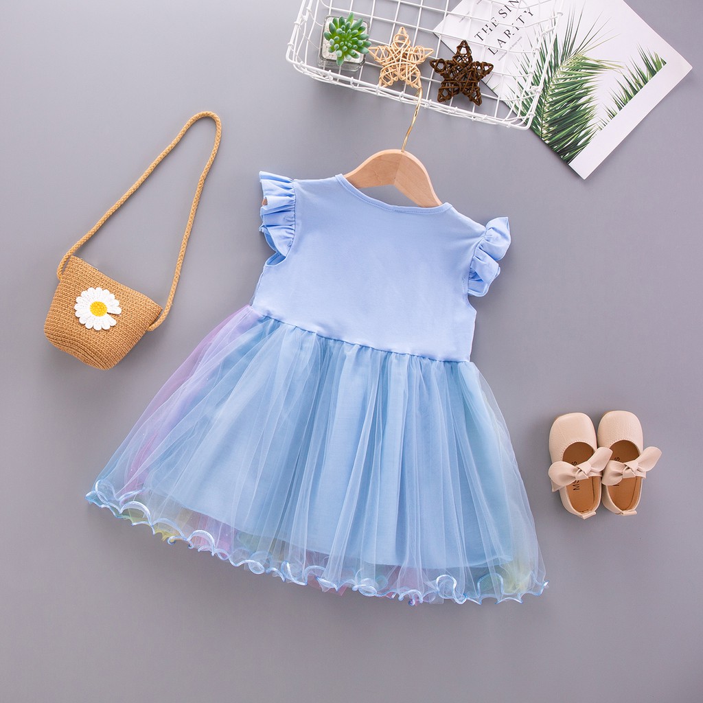 Dress tutu anak perempuan gaun pesta unicorn rainbow anak cewek lucu import-4