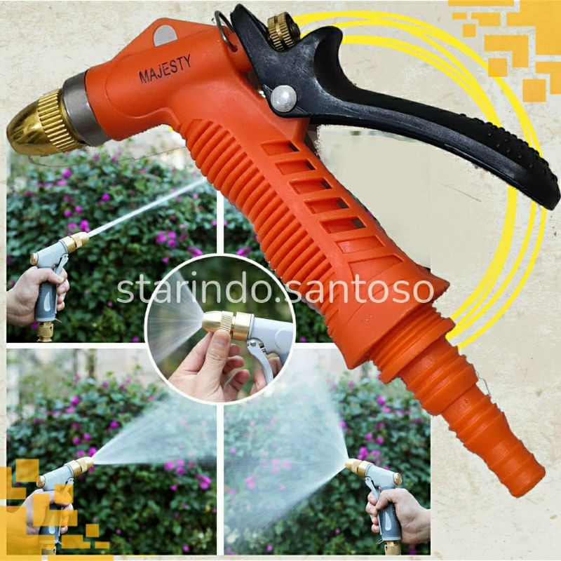 SEMPROTAN AIR tembak jet hose nozzle kuningan spray taman kebun mobil motor bengkel