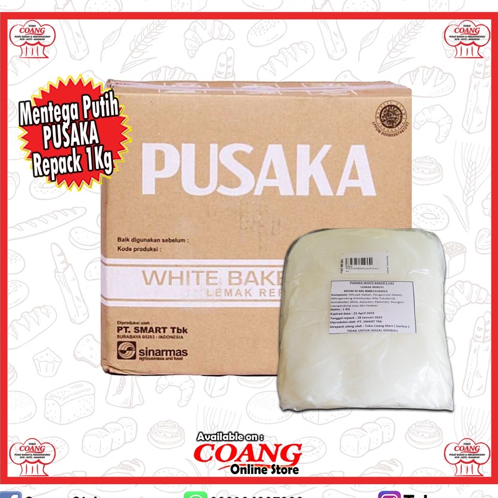 

PUSAKA MENTEGA PUTIH REPACK 1 KG - WHITE BAKER'S FAT - LEMAK REROTI