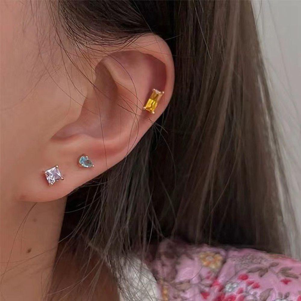 Mxbeauty Wanita Stud Anting Warna-Warni Ins Hypoallergeniic Berlian Imitasi Cantik Kristal Fashion Perhiasan