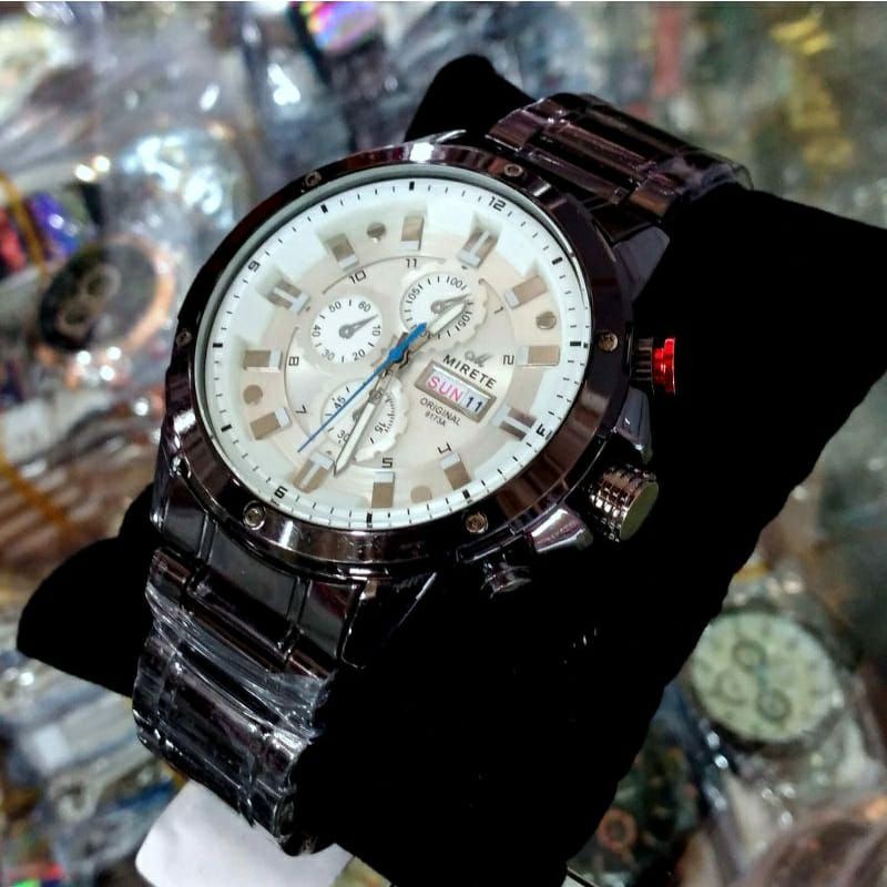 JAM TANGAN PRIA MIRETE STAINLISS STILL FREE BOX ||WATER RESISITANT || JAM TANGA PRIA MODIS SPORTY _COD