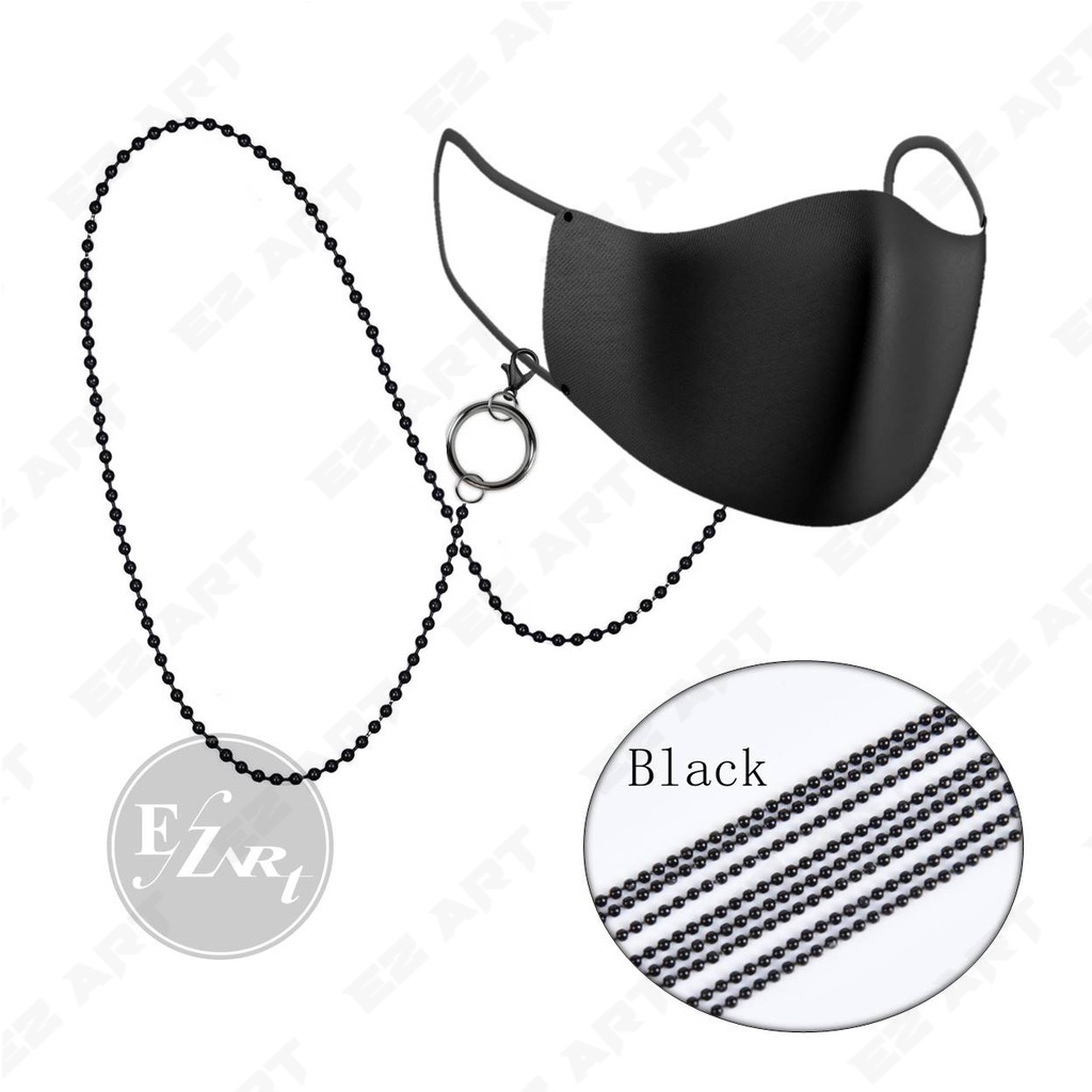 BALL CHAIN MASK STRAP - KALUNG MASKER RANTAI BIJI LADA KPOP KOREA PRIA WANITA GOLD HITAM SILVER