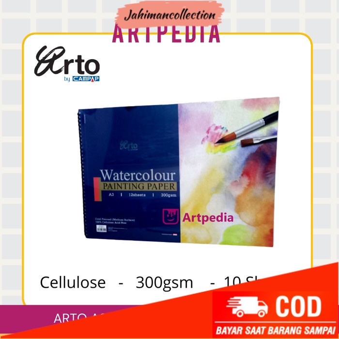 

✨ BISA COD ✨ Arto A3 Water Colour Book 300 GSM 12 Sheet - Cellulose