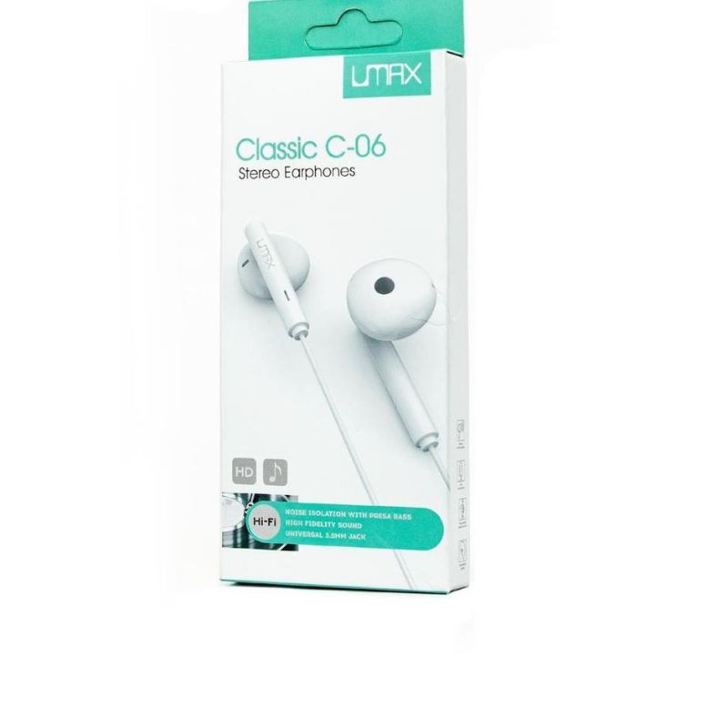 Handsfree hanset headset earphone  Umax Cllasic C-06 Stereo Earphones siper extra bass non karet