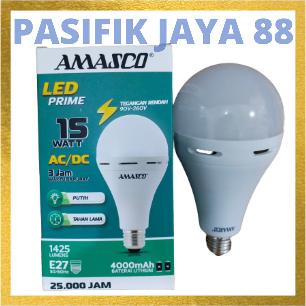 Lampu LED Amasco Prime AC/DC 15 watt / LED Emergency Amasco Prime 15 watt