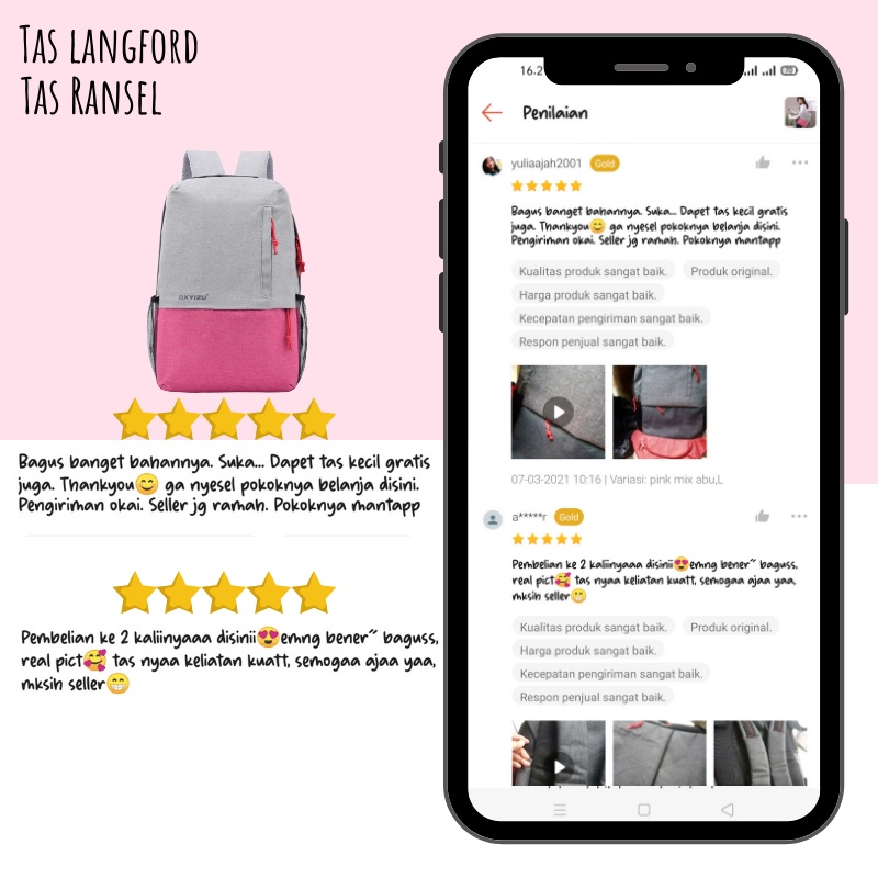 Tas Ransel Backpack Punggung Bahu Sekolah Kerja Kuliah Laptop Model Import Terbaru Multifungsi Stylish Fashion Anti Air Simple Casual Pria Cowok
