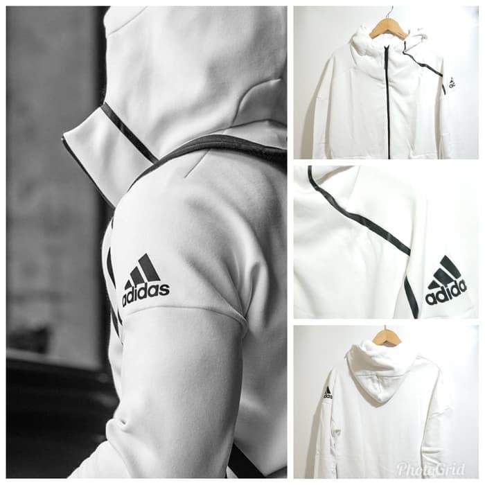 promo JAKET ADIDAS ZNE HOODIE WHITE PREMIUM BAHAN FLEECE KATUN REAL PIC - , Murah