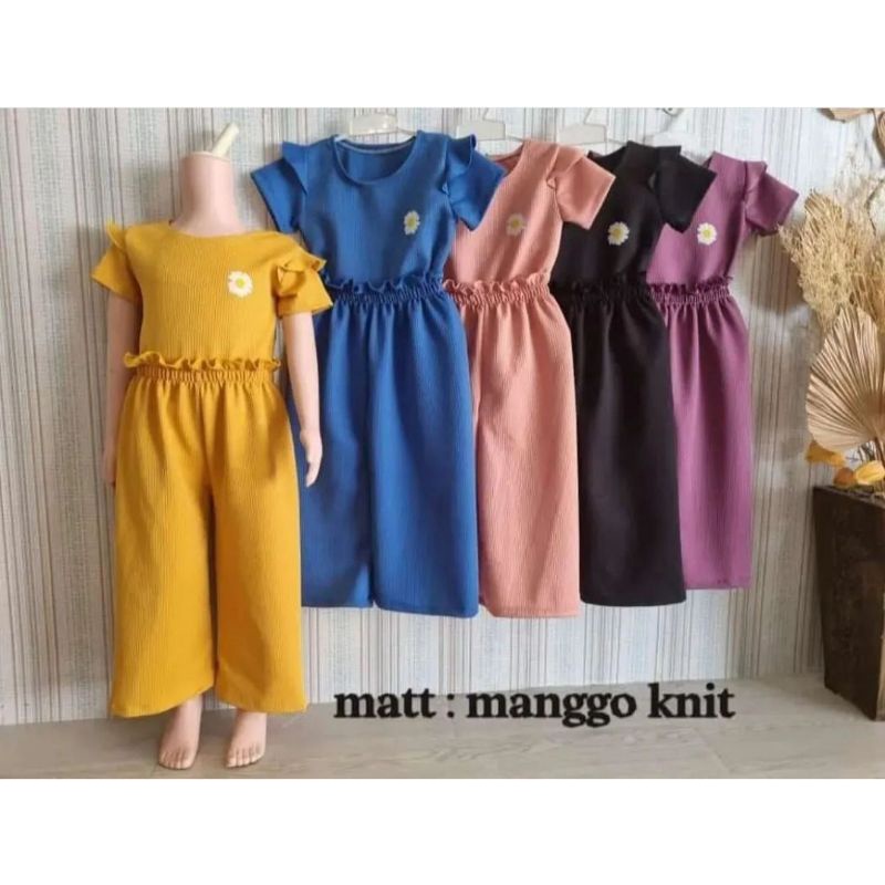 Setelan anak cewek 1 2 3 4 5 6 tahun baju anak perempuan panjang manggo knit lengan rempel ruffle ( set MANGGO KNIT )