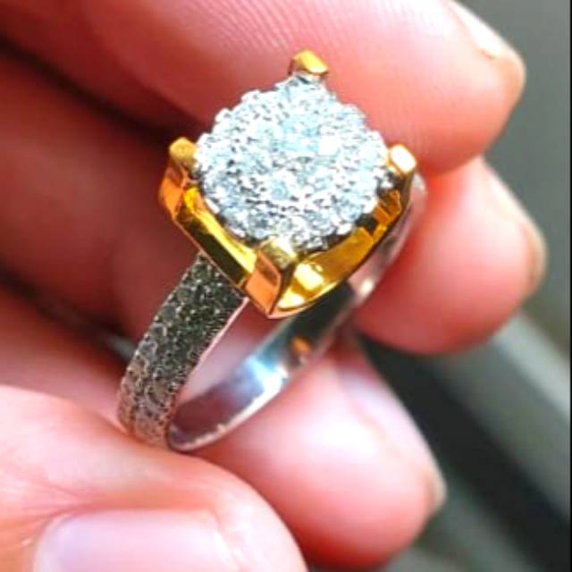 Cincin emas berlian full asli cincin berlian asli vincin diamond asli