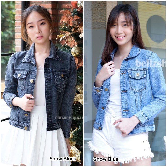Jaket Wanita Jaket Jeans Wanita / Rihanna Jaket Snow / PREMIUM - Snow Blue(Q9T5) Jaket Wanita Korea 