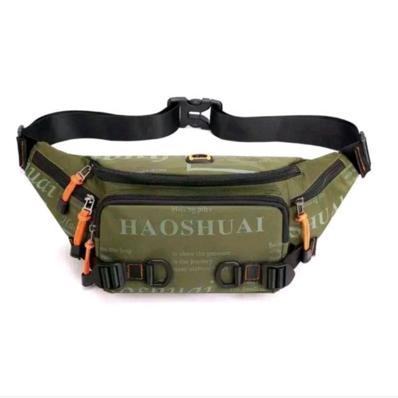 HAOSHUAI 5130 Tas Selempang Pria Waistbag Pria Tas multifungsi  Masa kini Waterproof 100% import