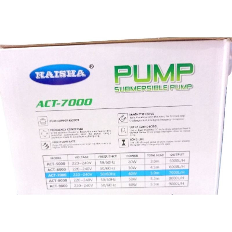 Pompa Kolam koi Low Watt Submersible Pump HAISHA ACT 7000