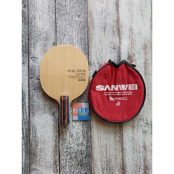 Sanwei Pingpang star CS carbon penhold+BONUS COVER kayu blade bat bet pingpong 100%Original