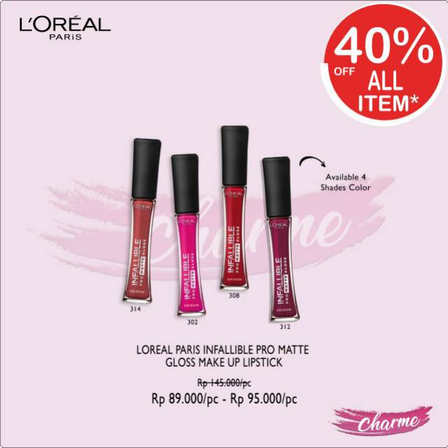 (READY &amp; ORI!) L*R P Infallible Pro Matte Gloss Lip Gloss