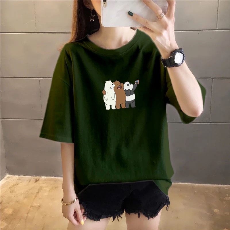 kaos three bare bear selfie / kaos wanita / KATUN 24S