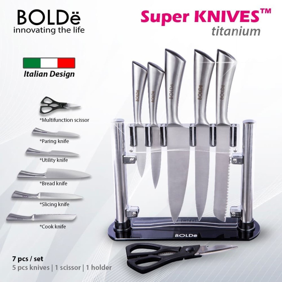 SUPER KNIVES SET 7PCS TITANIUM BOLDE / PISAU SET BOLDE