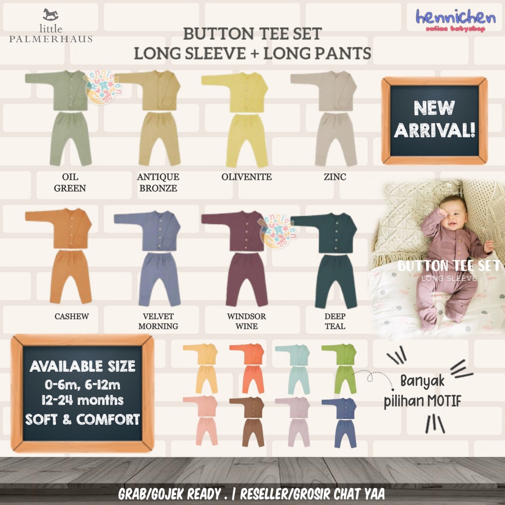 PROMO 7.7 PROMO BAJU LEBARAN Little Palmerhaus Button Tee Long Sleeve Setelan piyama anak  / Setelan baju bayi / baju anak