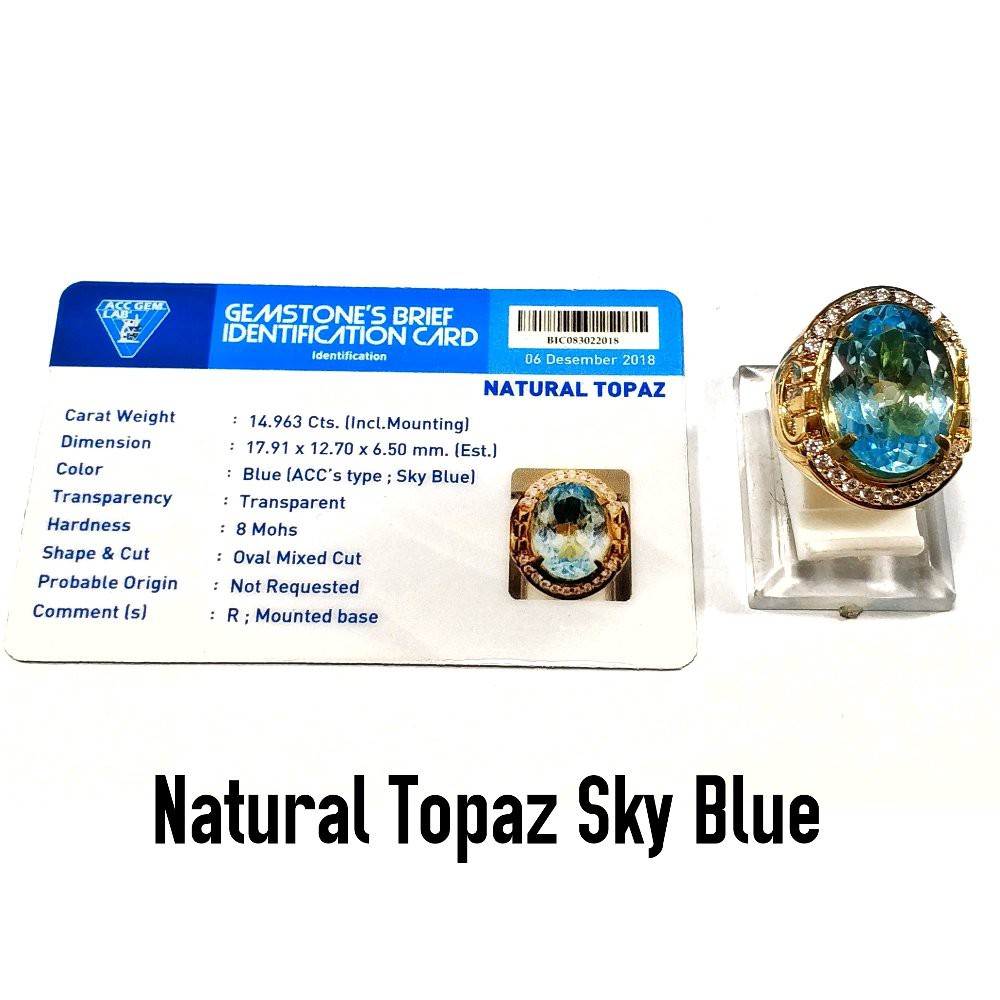 CINCIN PERMATA NATURAL TOPAZ BLUE SKY BIG SIZE