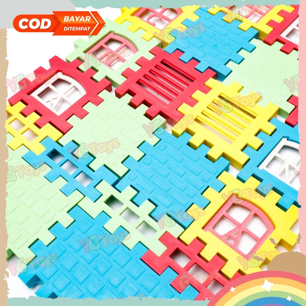 YGtoys Mainan Puzzle Rumah Susun Blok Balok Funny Block Edukasi SET 40 pcs