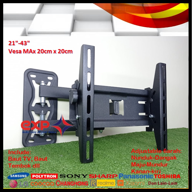 Bracket TV LG 14 s/d 43 inch 6 ARAH FULL BESI SUPER KOKOH GARANSI 100% ORI