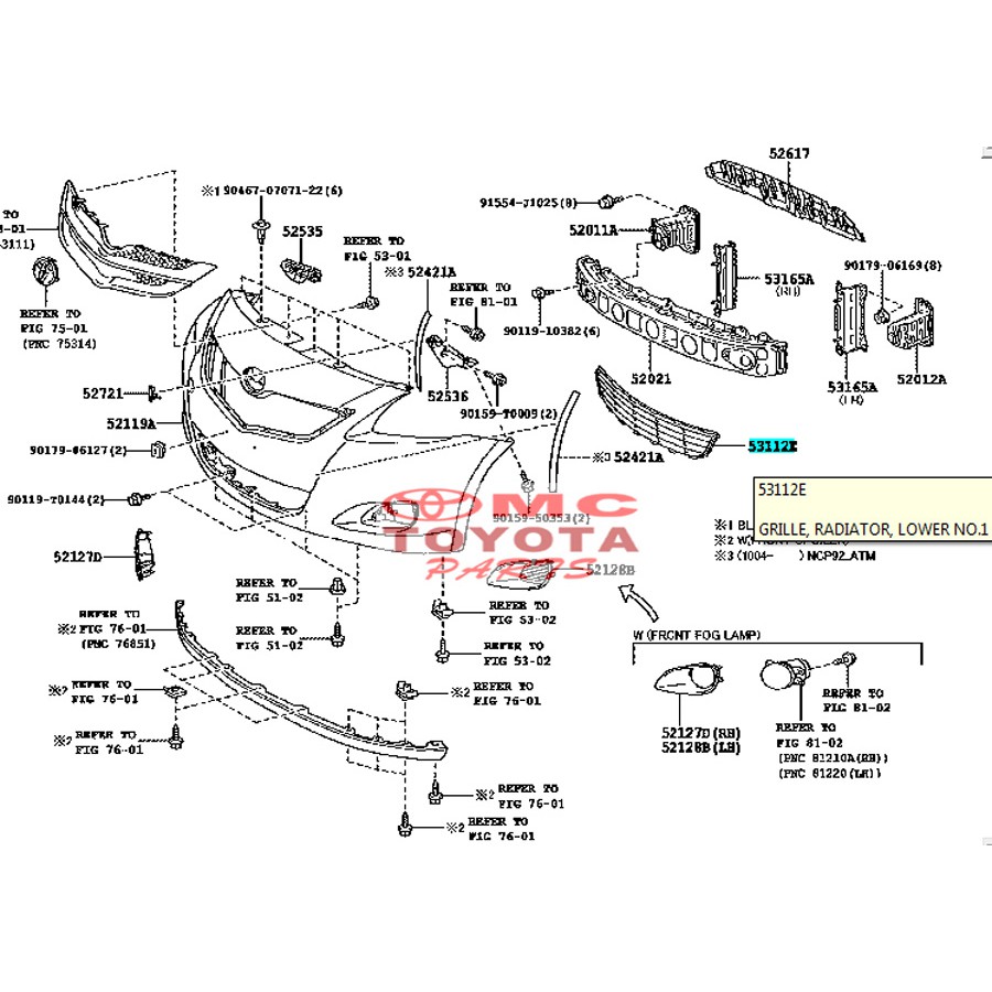 Grill/Grille Lower Bumper Depan New Vios Limo 53112-0D120